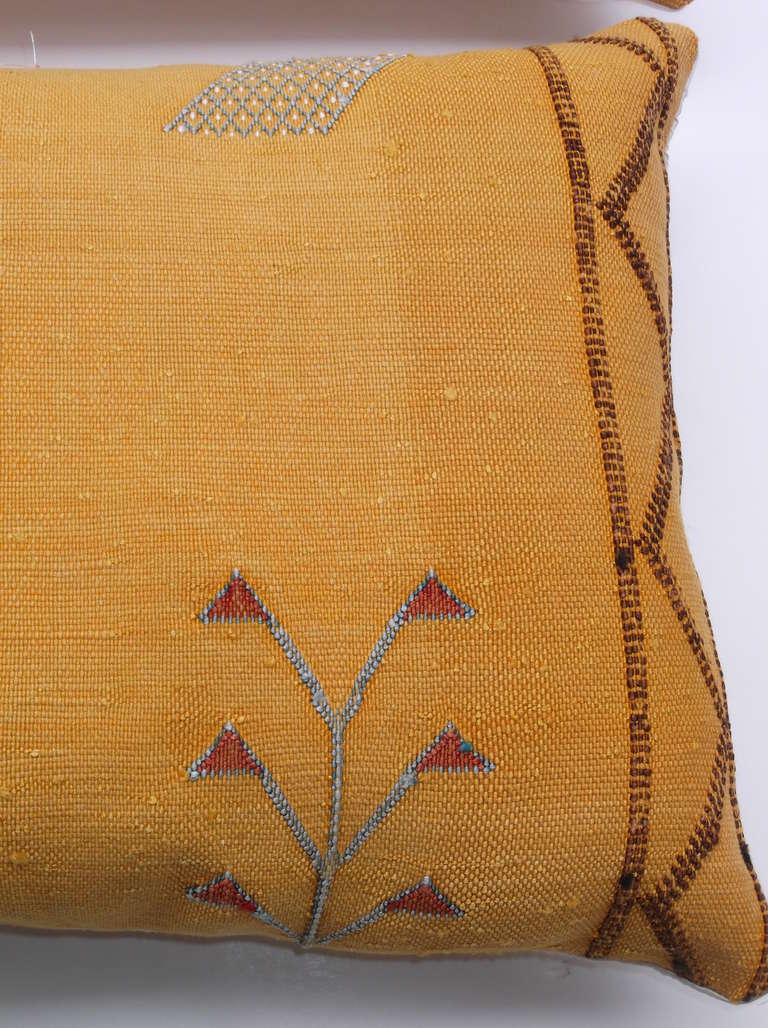 Pair of silk rug fragment pillows 2