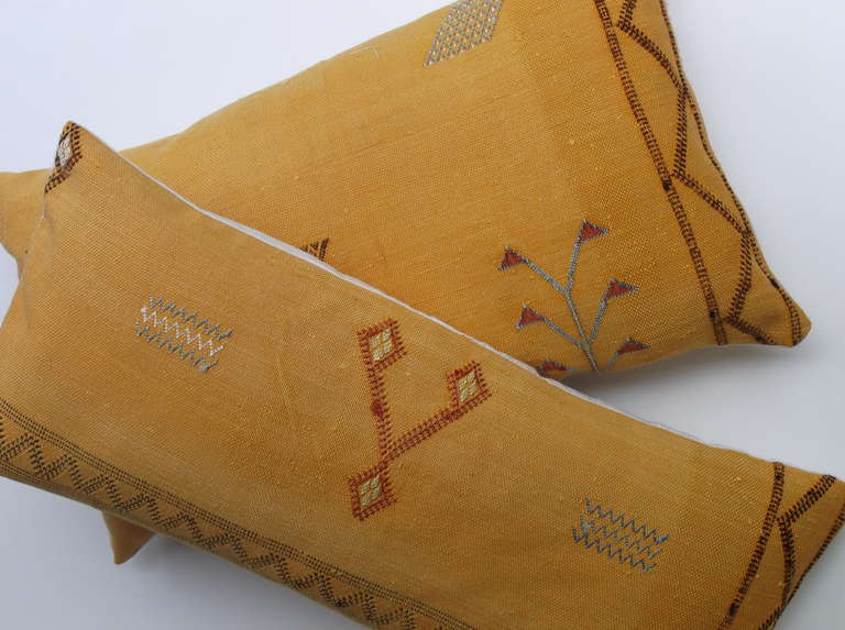 Pair of silk rug fragment pillows 5