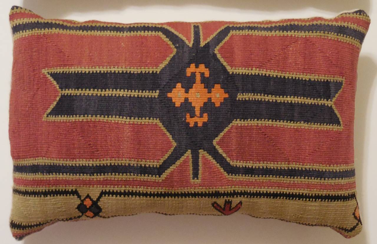 Azerbaijani Pair of Caucasian Rug Fragment Pillows
