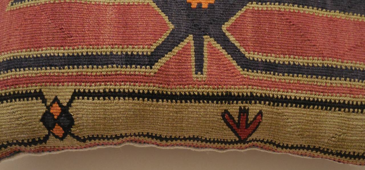 Wool Pair of Caucasian Rug Fragment Pillows