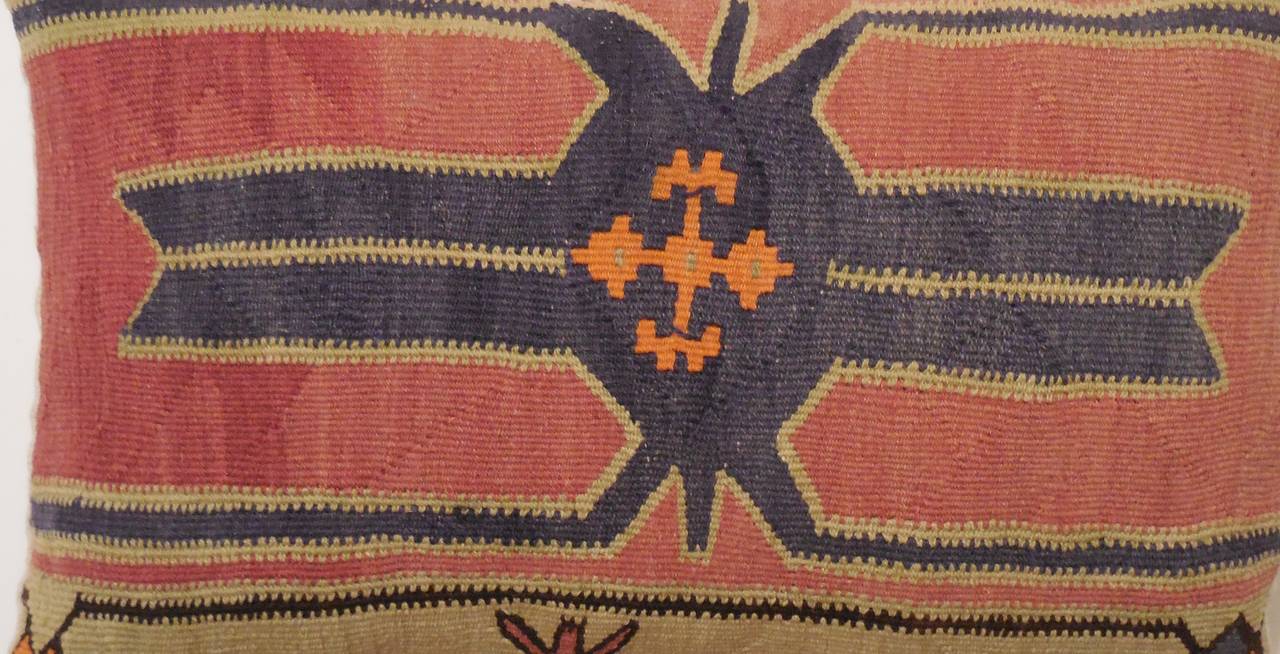 Early 20th Century Pair of Caucasian Rug Fragment Pillows