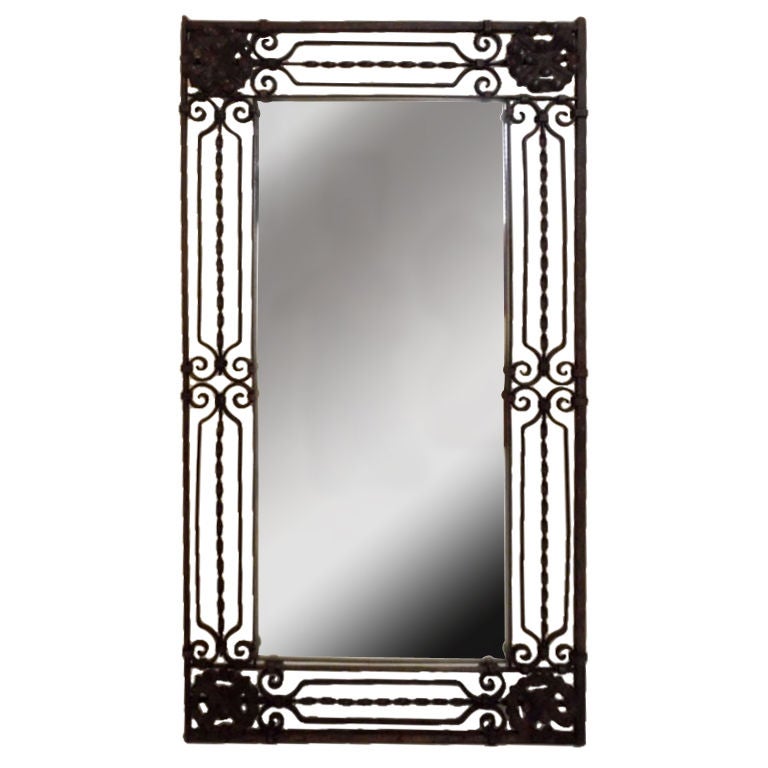 Elegant Hand Twisted Wrought Iron Mirror