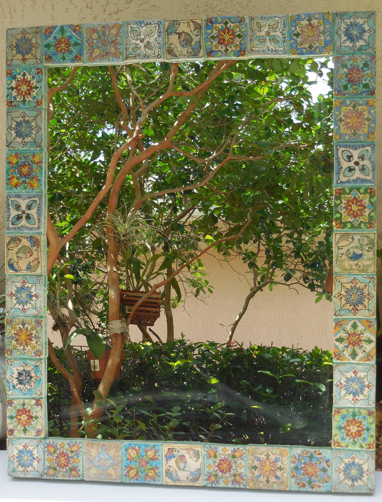 Large One of a Kind Persian Tile Mirror 2