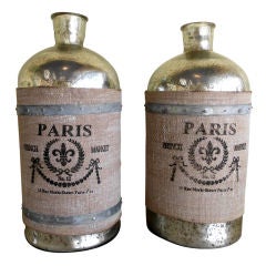 Vintage Beautiful pair of mercury glass bottles