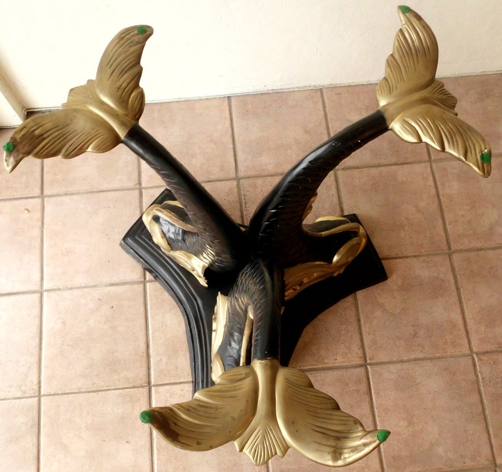 Beautiful 3 Dolphins Brass Table at 1stdibs