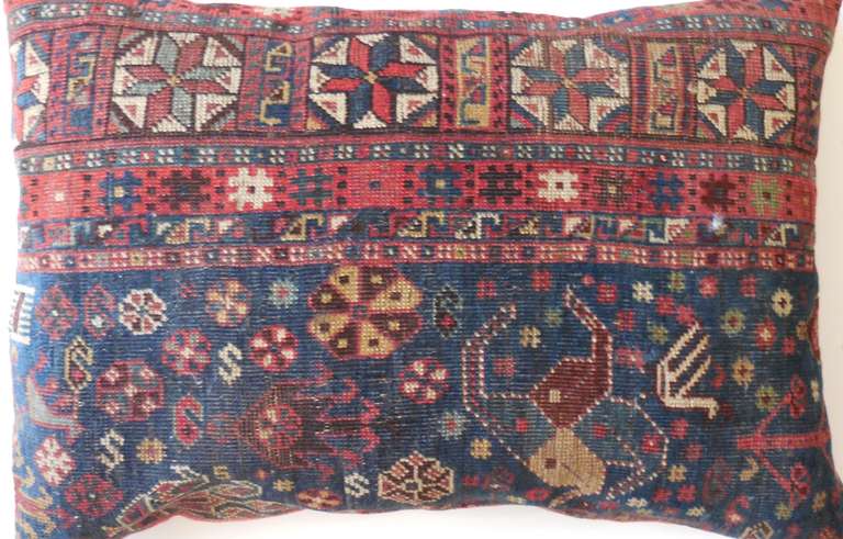 Persian Pair of Antique Rug Fragment Pillows