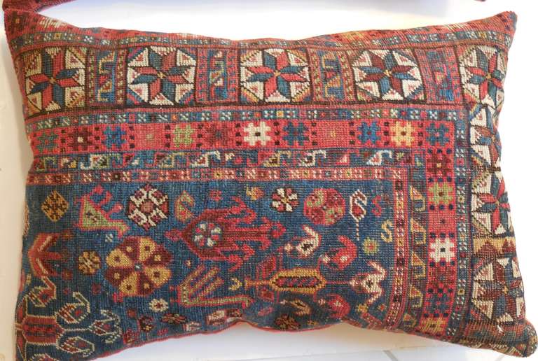 Wool Pair of Antique Rug Fragment Pillows