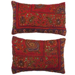 Pair of Antique Textile Fragment Pillows