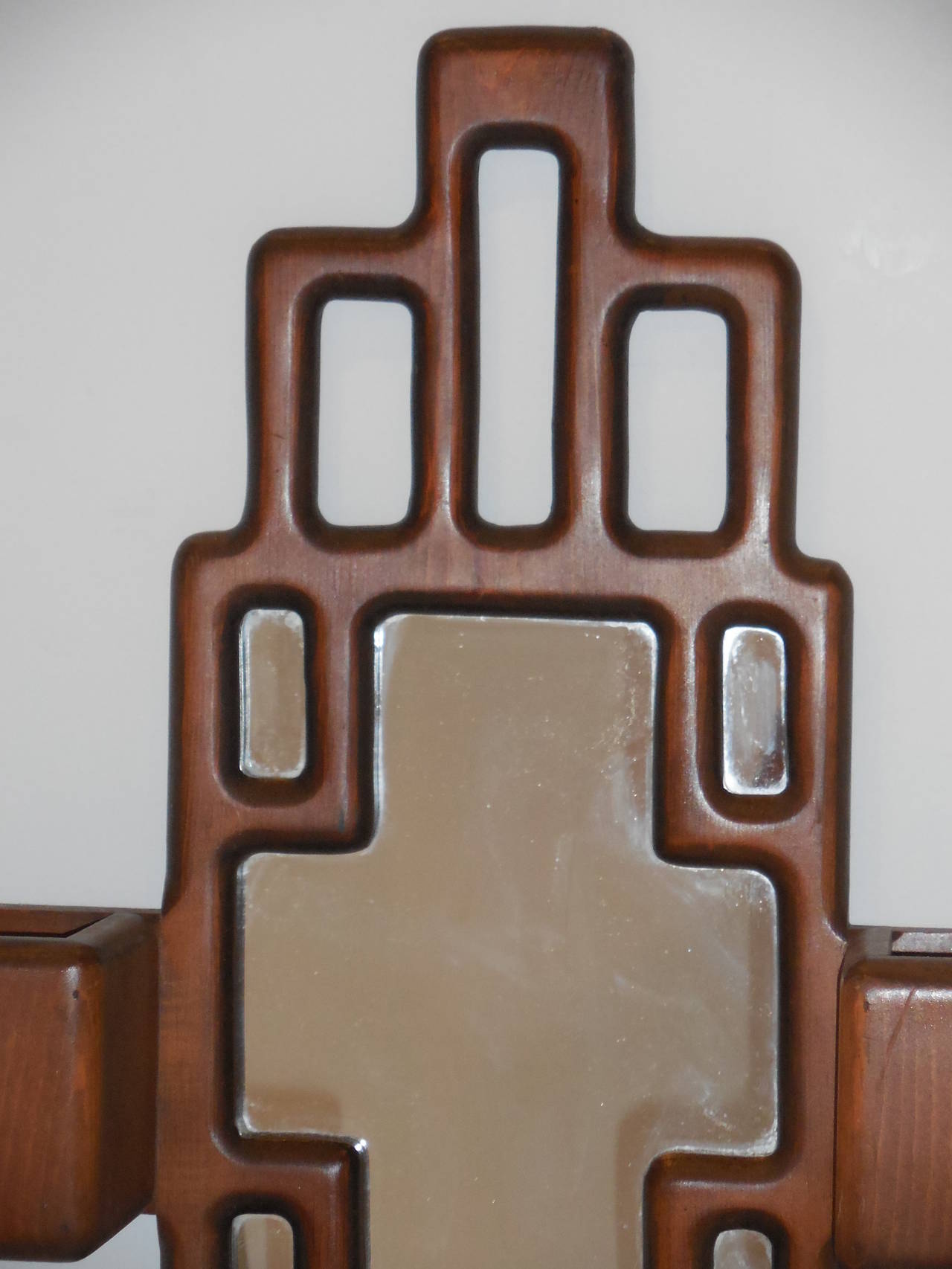 Wood Mid-Century Funky Mirror