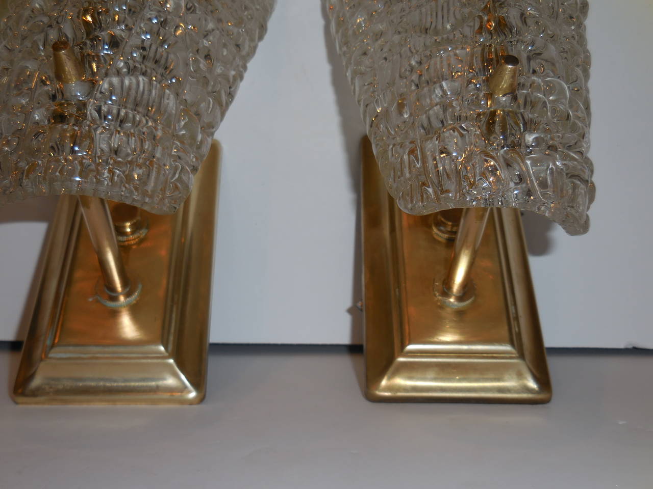 Pair of 1960 Texture Glass Wall Sconces 4