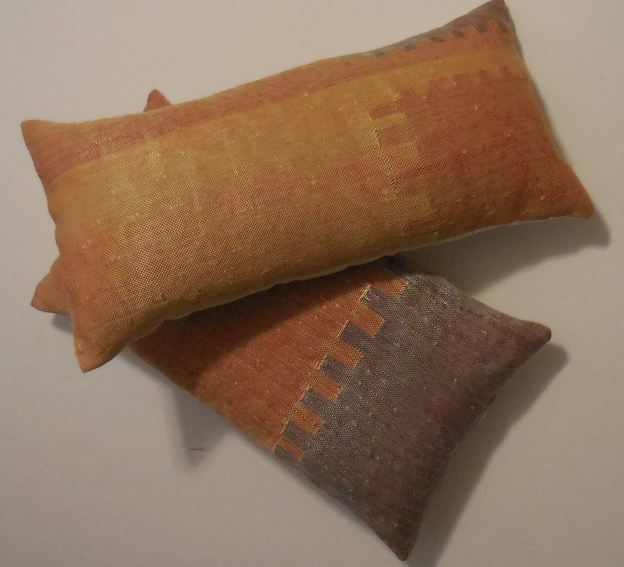 Pair of Silk Rug Fragment Pillows 3
