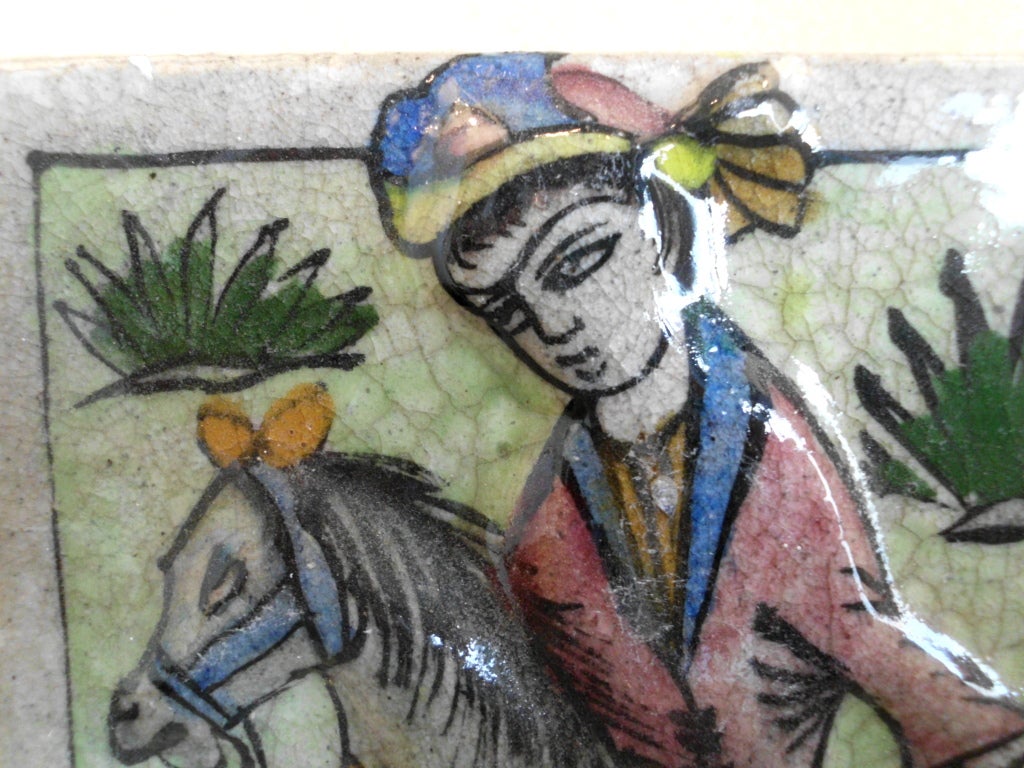 Persian old persian tile of a polo player