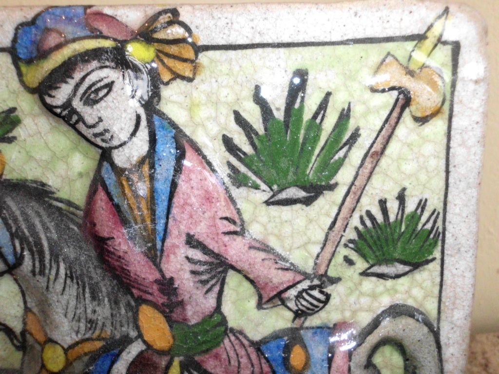 old persian tile of a polo player 1