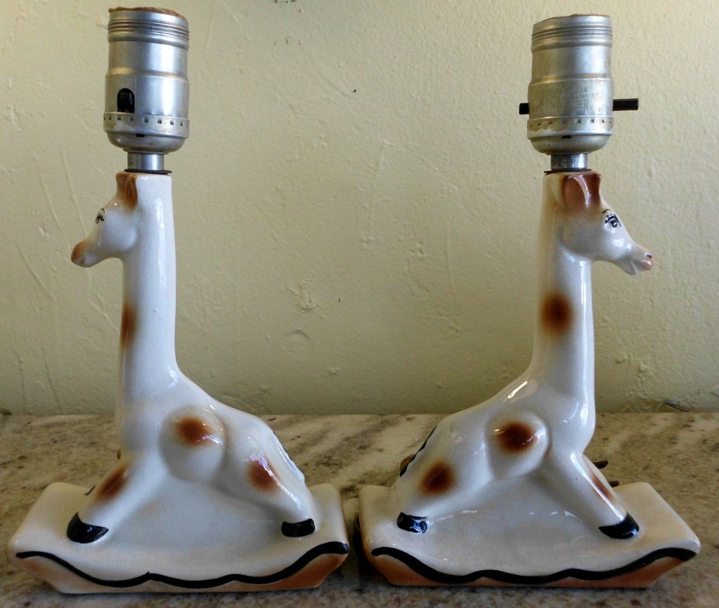 Pair Of Miniature Giraffe Table Lamps