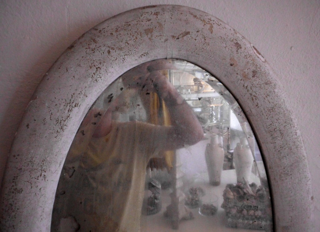 Antique oval  shape wood mirror