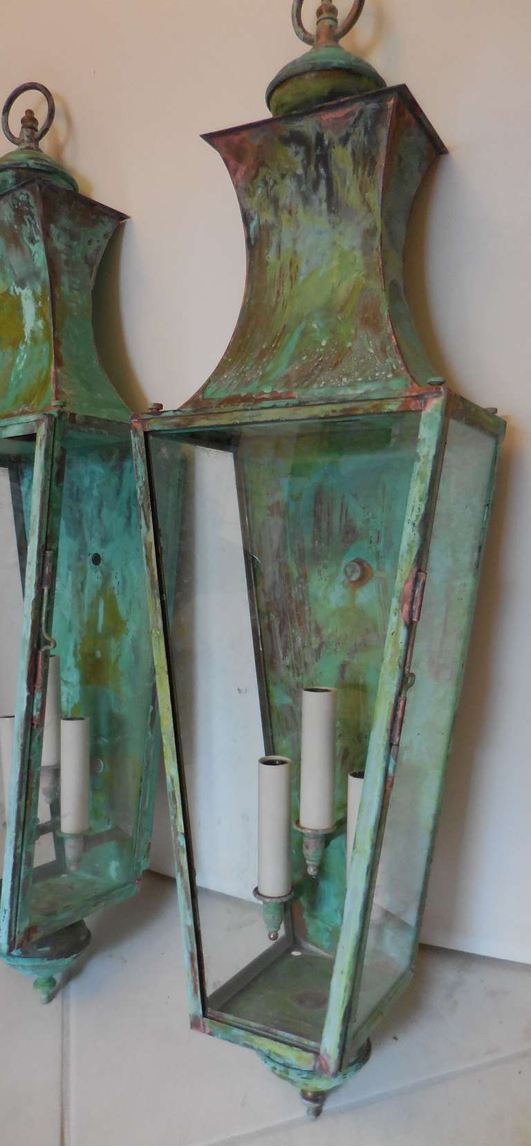 American Pair of Wall Copper Lanterns