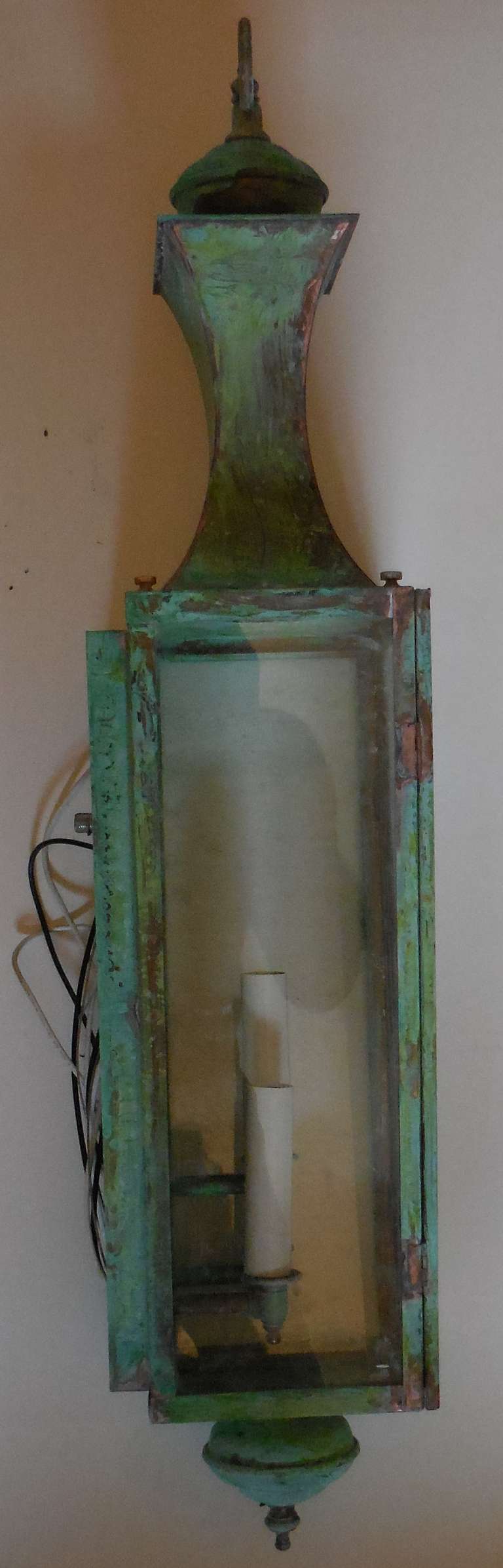 20th Century Pair of Wall Copper Lanterns