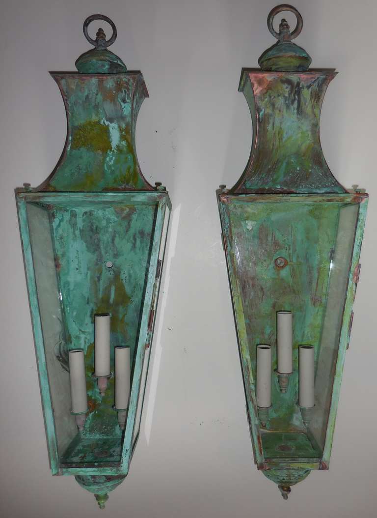 Pair of Wall Copper Lanterns 4