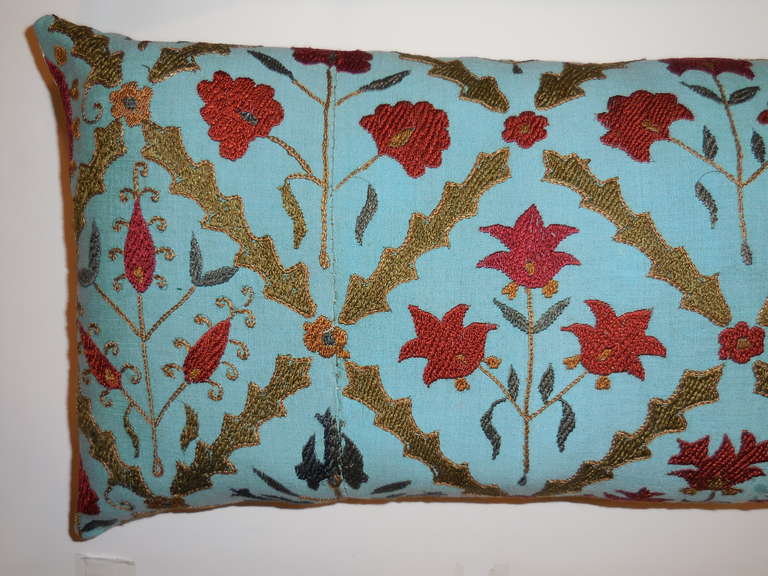 Uzbek Pair of Turquoise Suzani Pillows