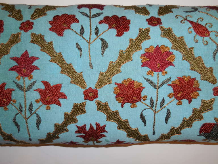 Pair of Turquoise Suzani Pillows In Excellent Condition In Delray Beach, FL
