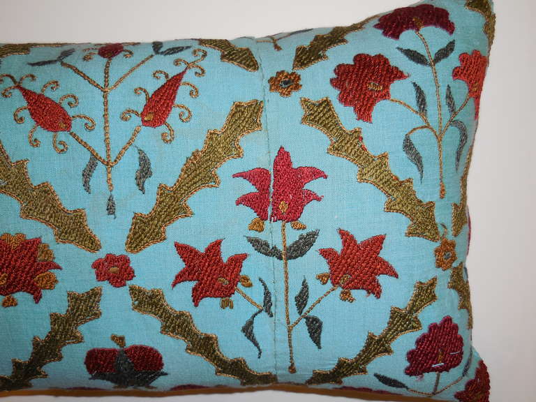 Late 20th Century Pair of Turquoise Suzani Pillows