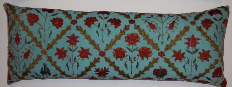 Pair of Turquoise Suzani Pillows 1