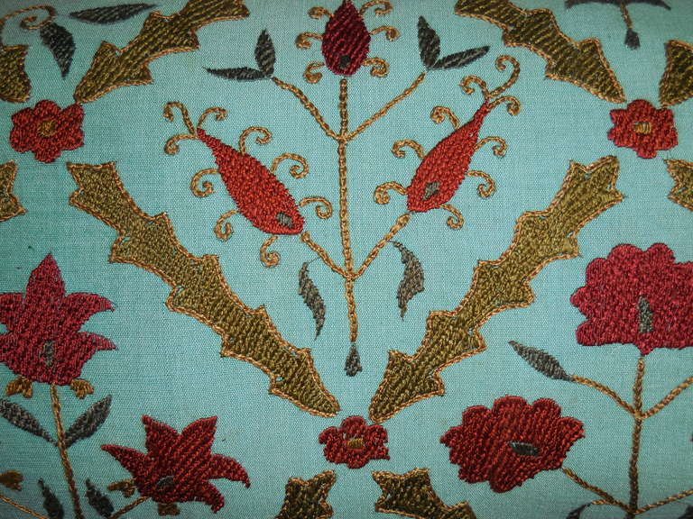 Pair of Turquoise Suzani Pillows 3