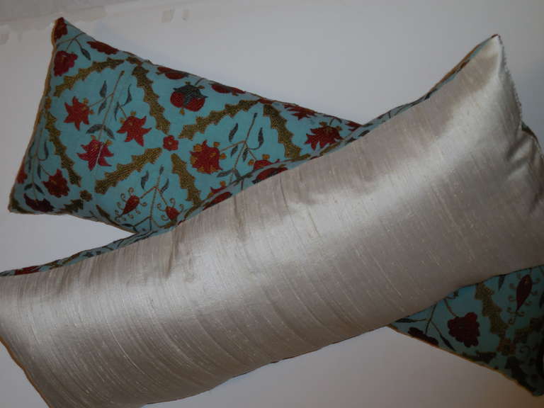 Pair of Turquoise Suzani Pillows 5