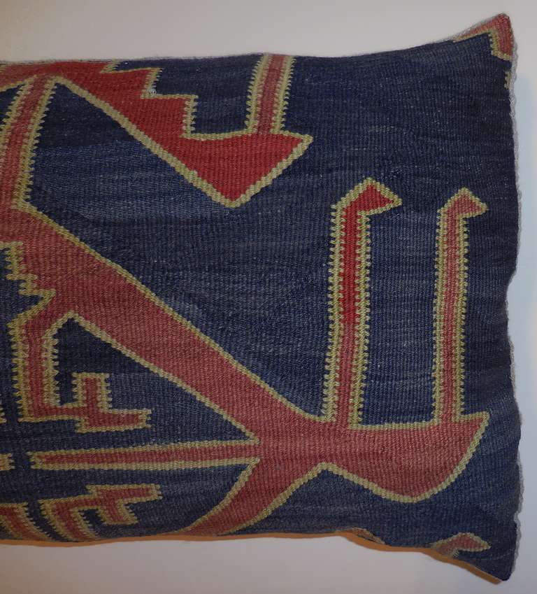 Uzbek Pair of Antique Rug Fregment Pillows