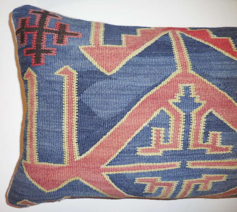Pair of Antique Rug Fregment Pillows In Excellent Condition In Delray Beach, FL