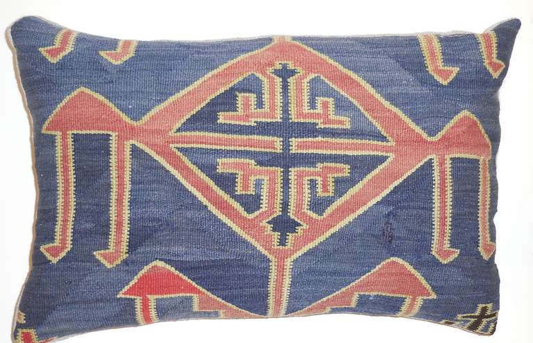 Linen Pair of Antique Rug Fregment Pillows