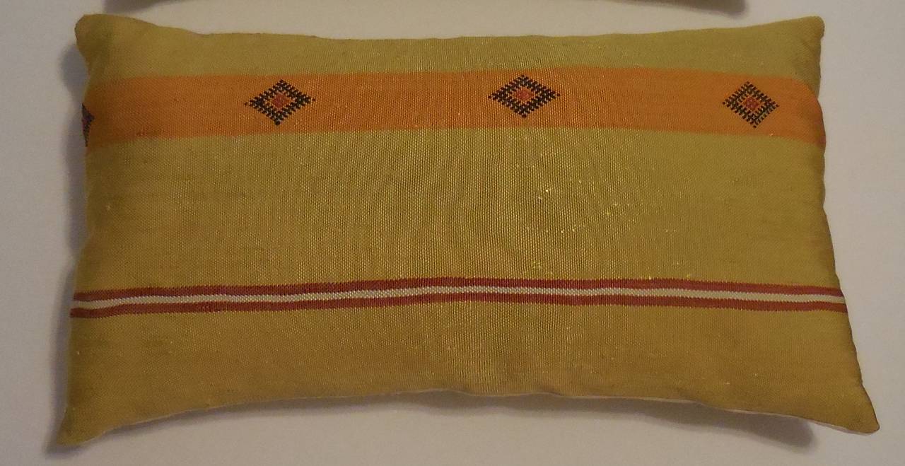 Moroccan Pair of Silk Rug Fragments Pillows