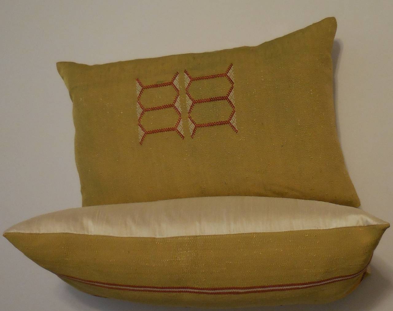 Pair of Silk Rug Fragments Pillows 1