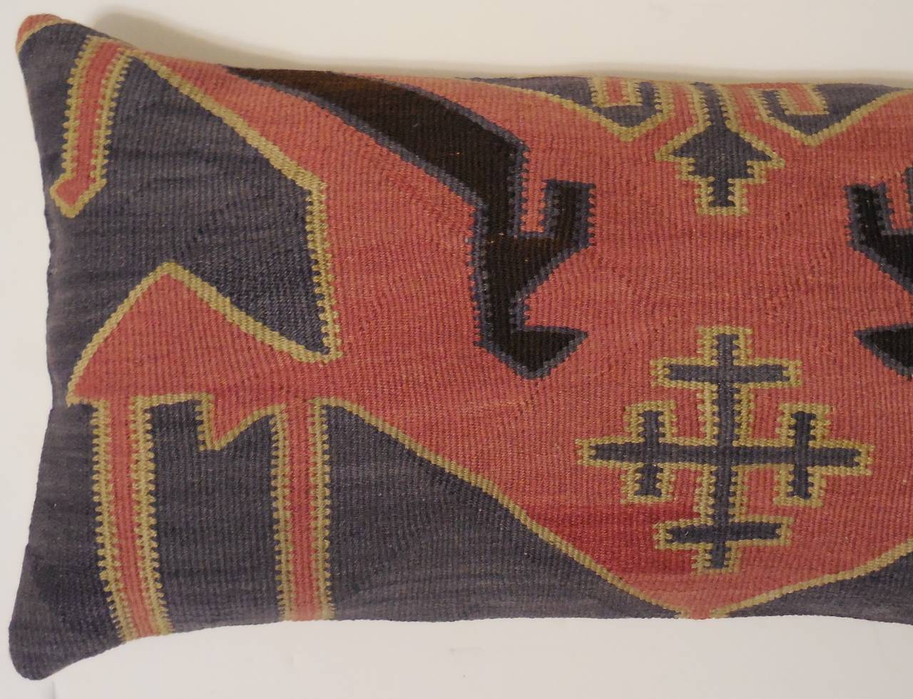 Pair of Kazak Rug Fragment Pillows 4