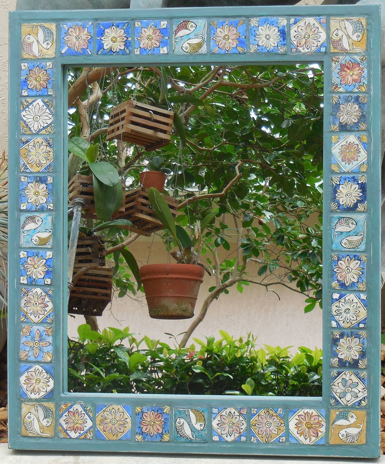 American One-of-a-Kind Persian Tile Mirror