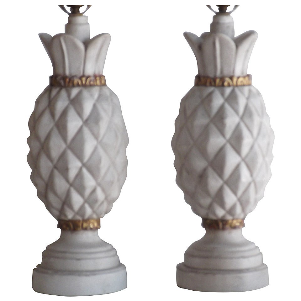 Pair of 1940
s Wood Pineapple Table Lamps