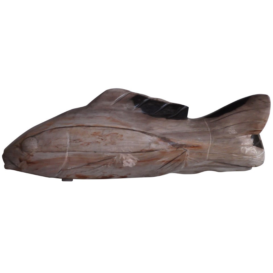 1960's Hand Carved Petrified Wood Fish