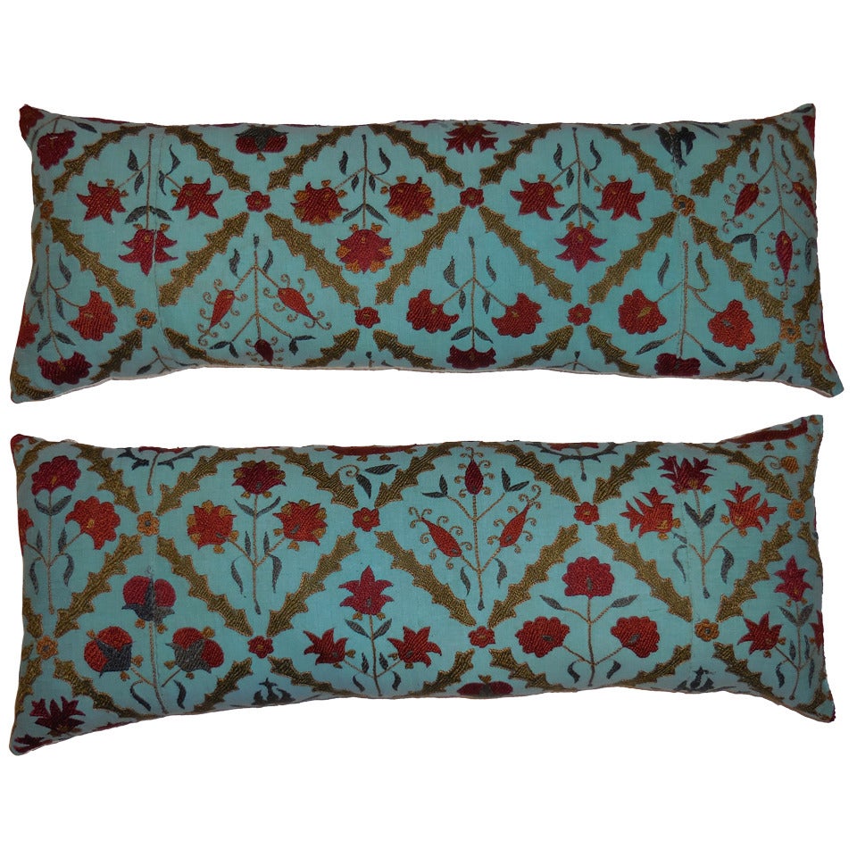 Pair of Turquoise Suzani Pillows