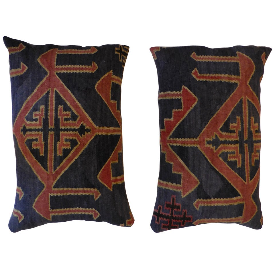 Pair of Antique Rug Fregment Pillows