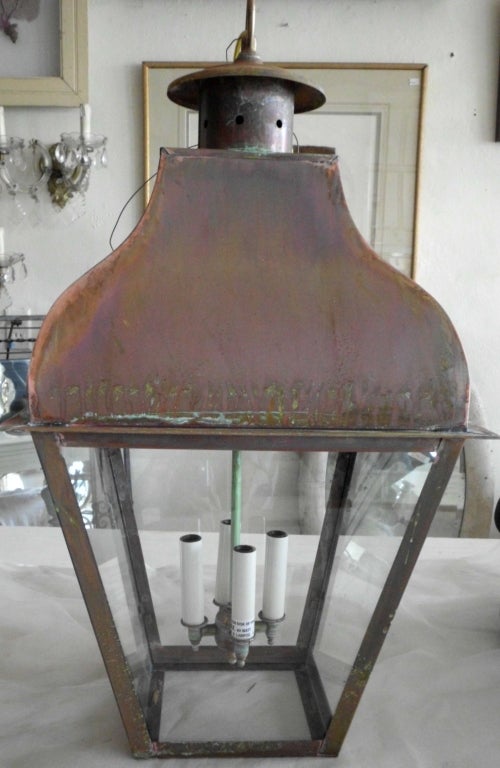 Large Copper Lantern In Excellent Condition In Delray Beach, FL