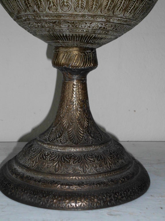Indian One Of A Kind Large Antique Brass Vase For Sale