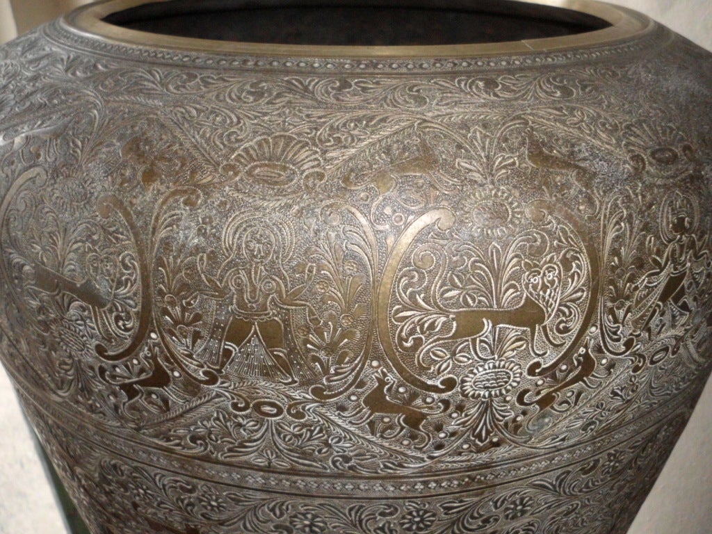 One Of A Kind Large Antique Brass Vase For Sale 3