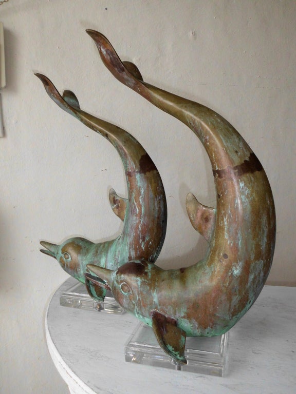 Pair of Decorative Brass Dolphins 1