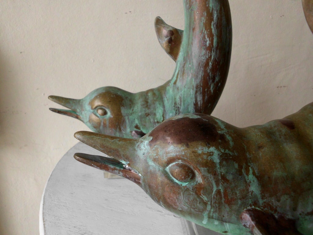Pair of Decorative Brass Dolphins 2