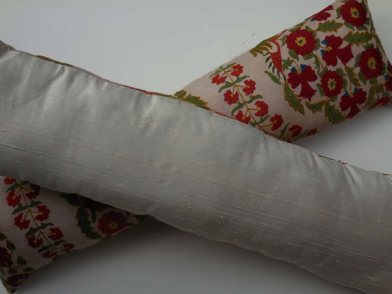 Pair of Suzani long pillows at 1stdibs
