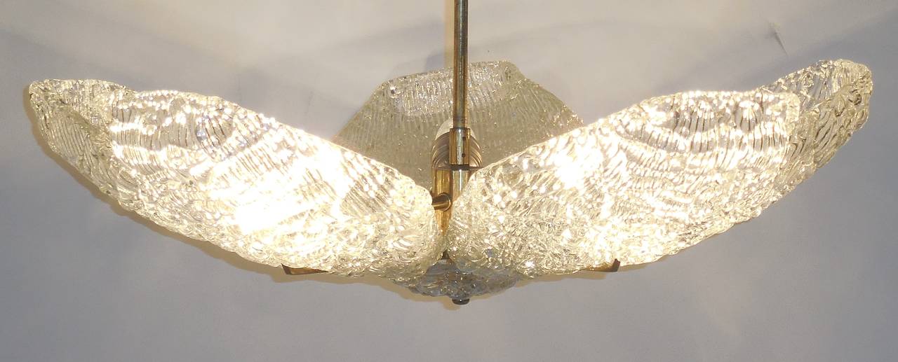 Austrian 1960 Texture Glass Kalmar Chandelier