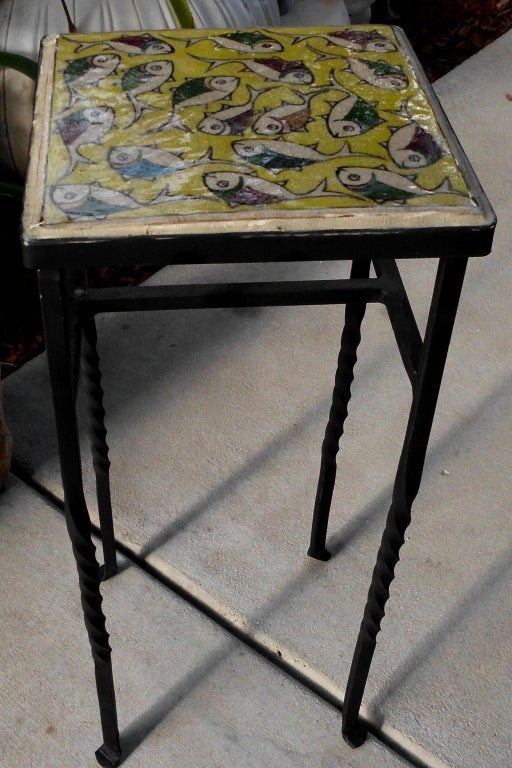 Beautiful tile top iron table