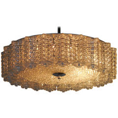 1960s Cubist Round Glass Chandelier