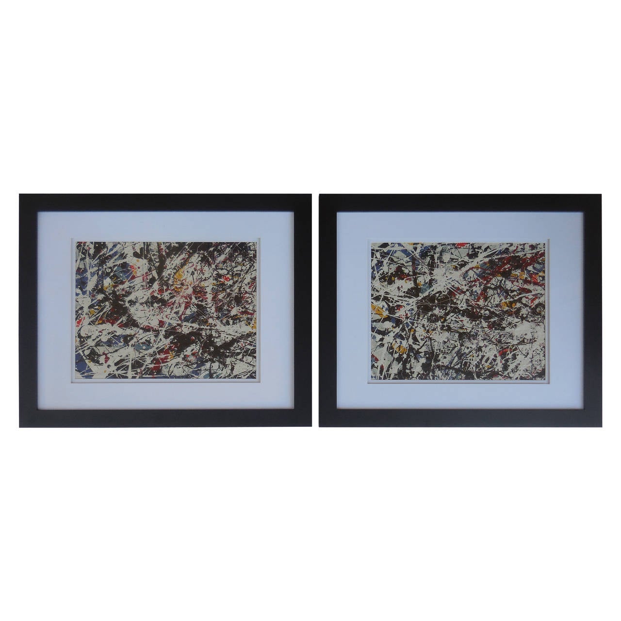 Pair of 1980 Abstract Acrylic Paintings For Sale at 1stdibs