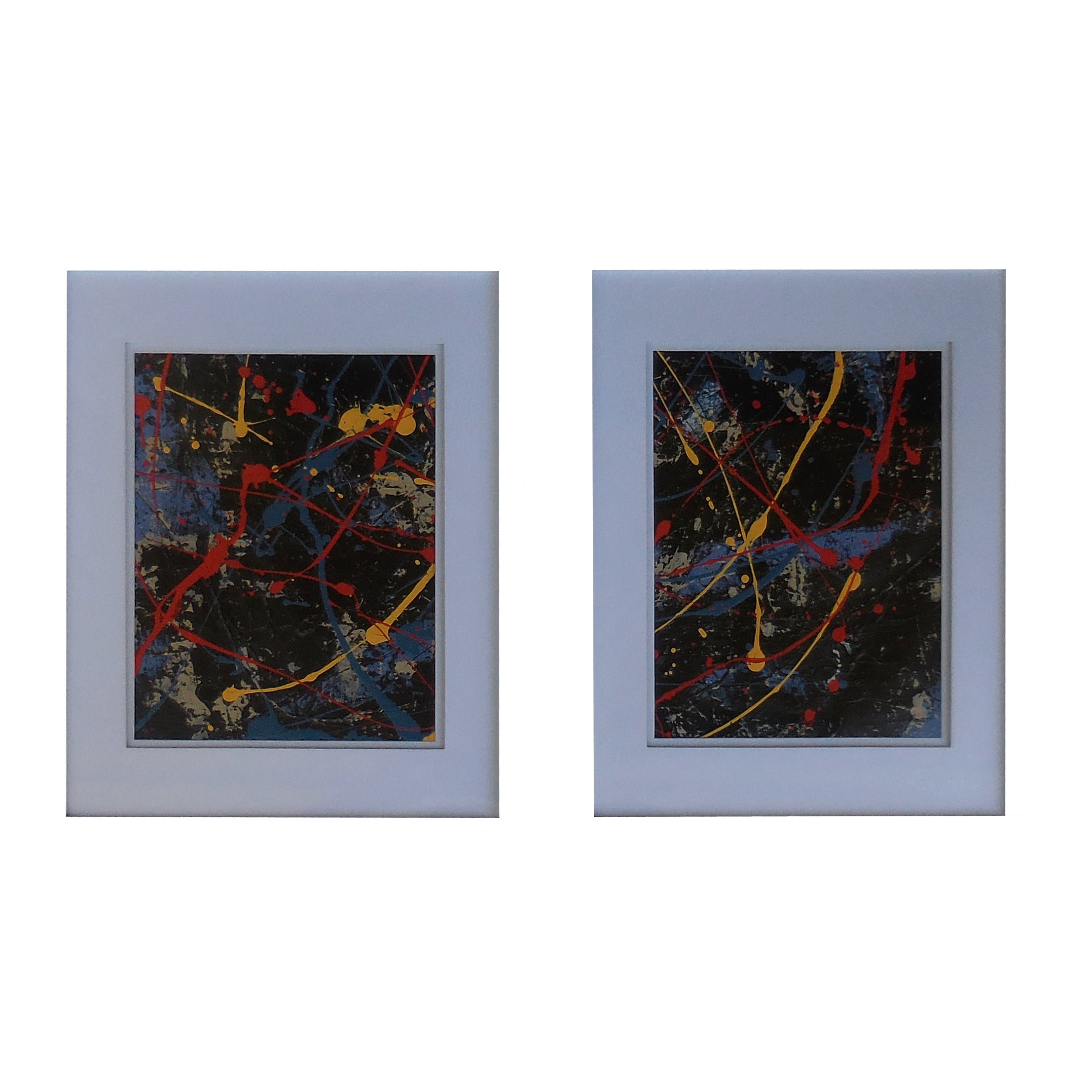 Pair of 1980 Abstract Acrylic Painting